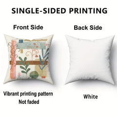 4pcs Retro Geometric Throw Pillow Covers Flower Plant Print