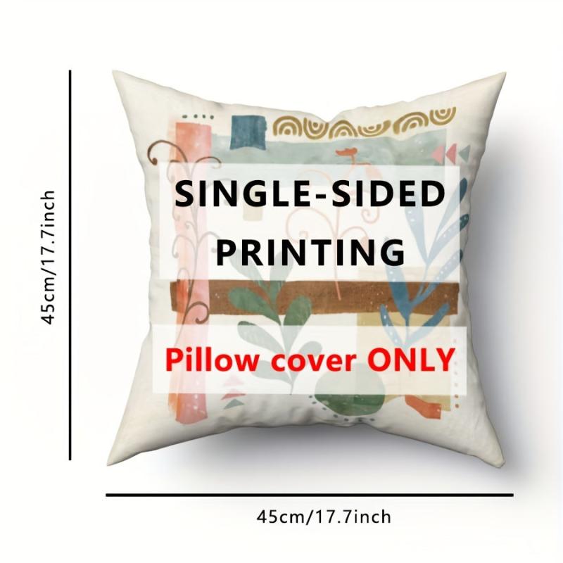 4pcs Retro Geometric Throw Pillow Covers Flower Plant Print