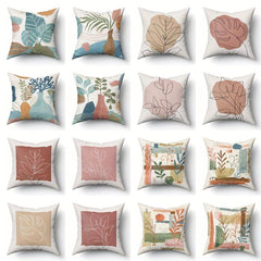 4pcs Retro Geometric Throw Pillow Covers Flower Plant Print