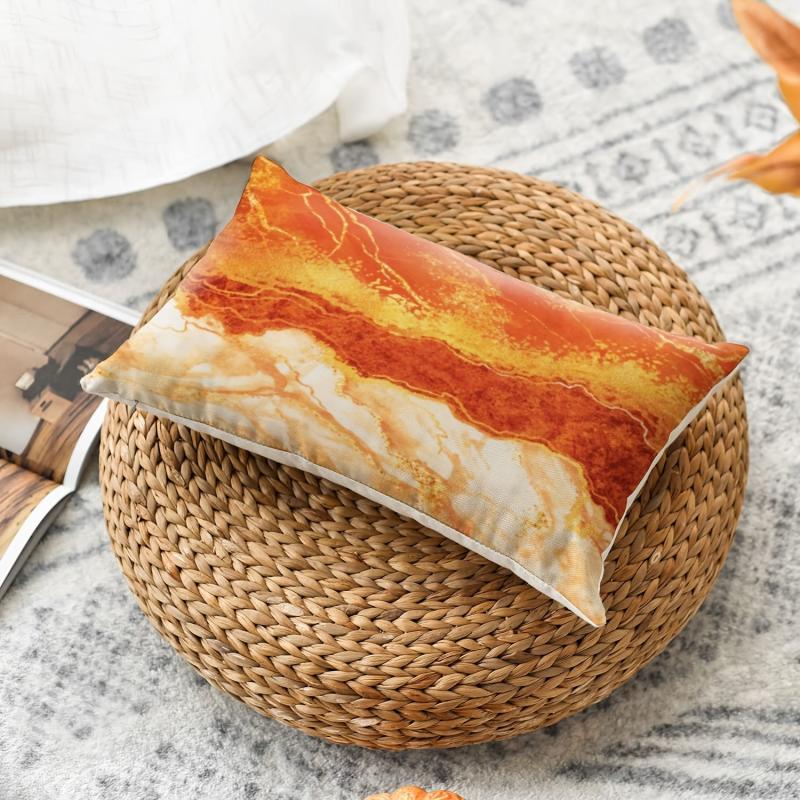 Orange Marble Pattern Flannelette Throw Pillow Covers