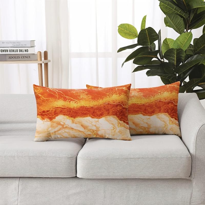 Orange Marble Pattern Flannelette Throw Pillow Covers