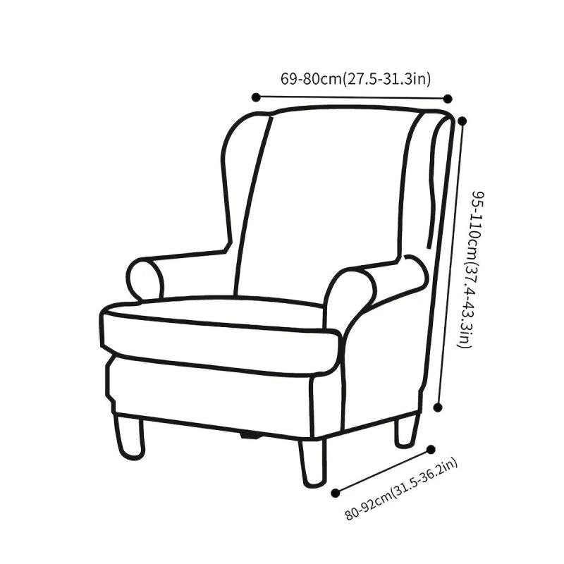 2pcs Waterproof Stretch Wingback Chair Cover Set Home Decor