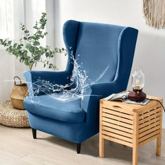 2pcs Waterproof Stretch Wingback Chair Cover Set Home Decor