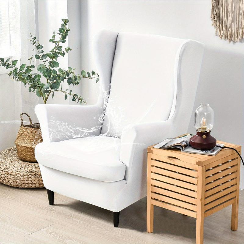2pcs Waterproof Stretch Wingback Chair Cover Set Home Decor
