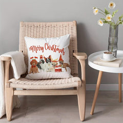 Christmas Dog Print Throw Pillow Cover Home Decor