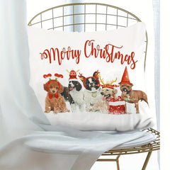 Christmas Dog Print Throw Pillow Cover Home Decor