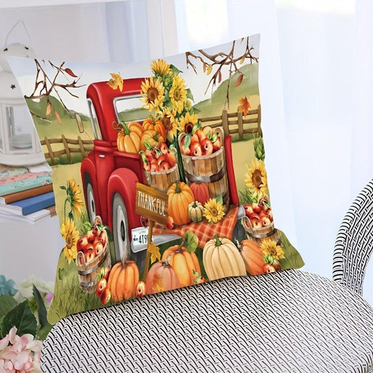 Autumn Pumpkin Pillow Cover 18''x18'' Home Decor, Zippered Single Sided Printed