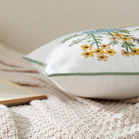 Daisy Embroidered Throw Pillowcase Cover 45x72cm