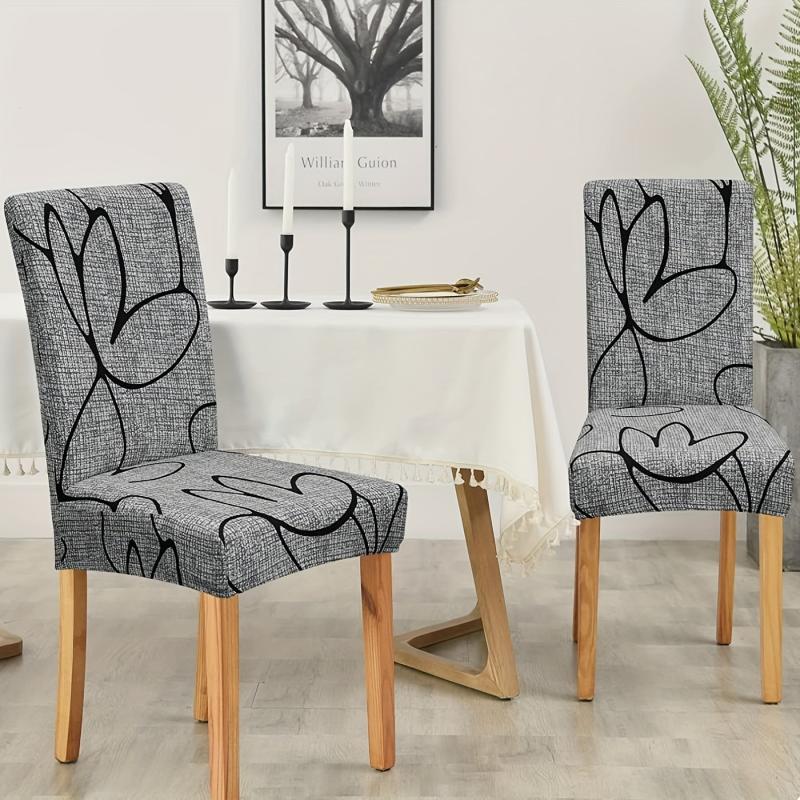 Flower Dining Chair Slipcover Stretching Dustproof
