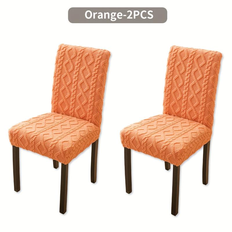 2pcs Elastic Chair Slipcover Removable Washable Solid Cover for Dining Rooms Kit