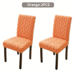 2pcs Elastic Chair Slipcover Removable Washable Solid Cover for Dining Rooms Kit