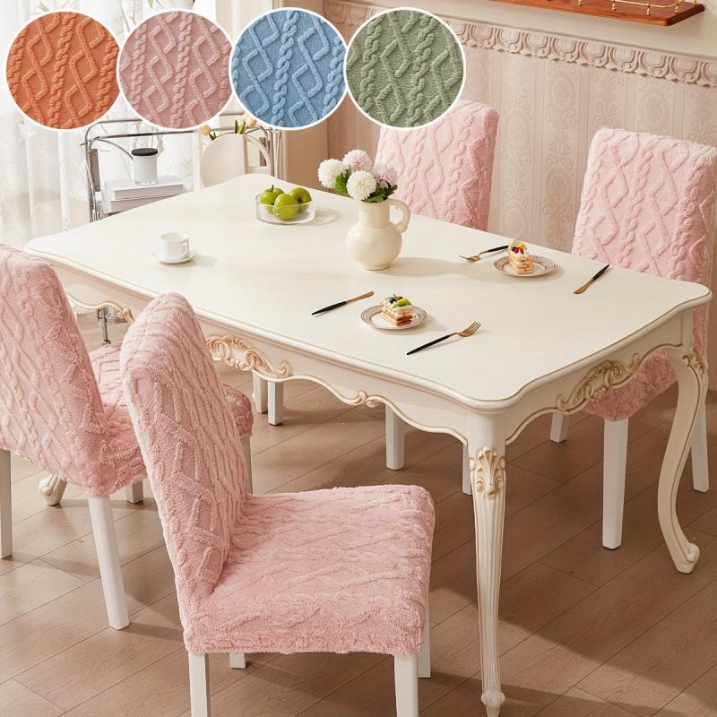 2pcs Elastic Chair Slipcover Removable Washable Solid Cover for Dining Rooms Kit