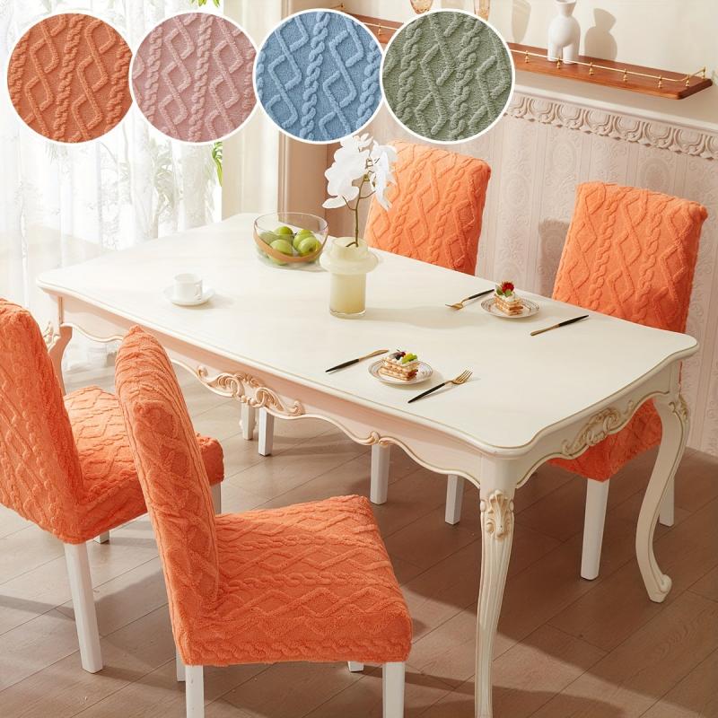 2pcs Elastic Chair Slipcover Removable Washable Solid Cover for Dining Rooms Kit