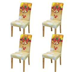 6pcs Christmas Yellow Bell Chair Slipcover Protector for Dining Room