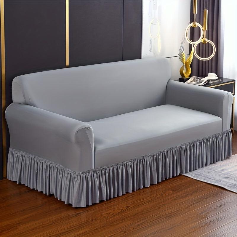 Solid Elastic Sofa Slipcover with Skirt Four Seasons Universal Furniture Protect