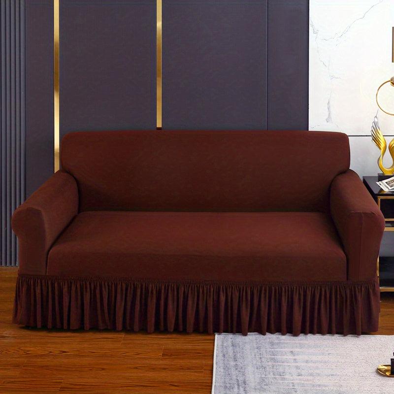 Solid Elastic Sofa Slipcover with Skirt Four Seasons Universal Furniture Protect