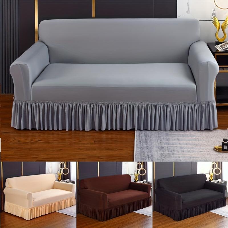 Solid Elastic Sofa Slipcover with Skirt Four Seasons Universal Furniture Protect