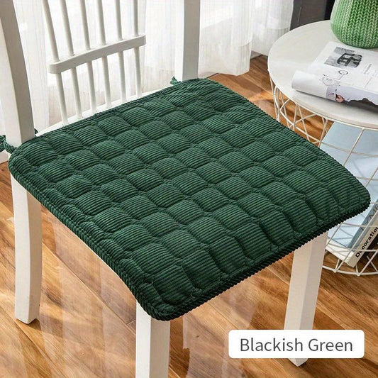 Classic Checkered Corduroy Chair Cushion with Ties