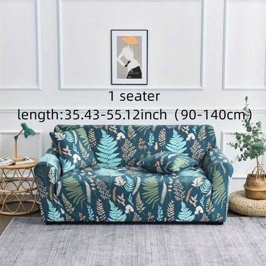 Plant Print Sofa Slipcover with Pillow Case - Furniture Protection