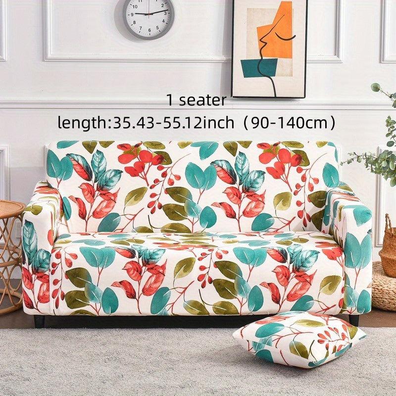 Plant Print Sofa Slipcover with Pillow Case - Furniture Protection