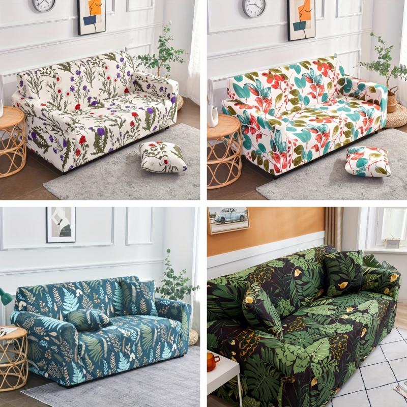 Plant Print Sofa Slipcover with Pillow Case - Furniture Protection