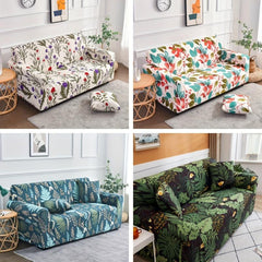 Plant Print Sofa Slipcover with Pillow Case - Furniture Protection