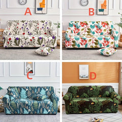 Plant Print Sofa Slipcover with Pillow Case - Furniture Protection