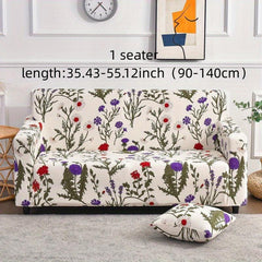 Plant Print Sofa Slipcover with Pillow Case - Furniture Protection