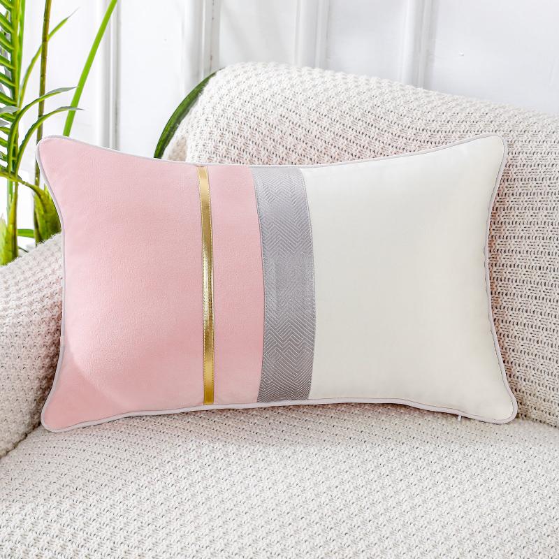 Patchwork with Striped Throw Pillow Cover for Home Chair Bed Office Sofa Couch