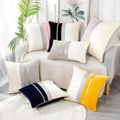 Patchwork with Striped Throw Pillow Cover for Home Chair Bed Office Sofa Couch
