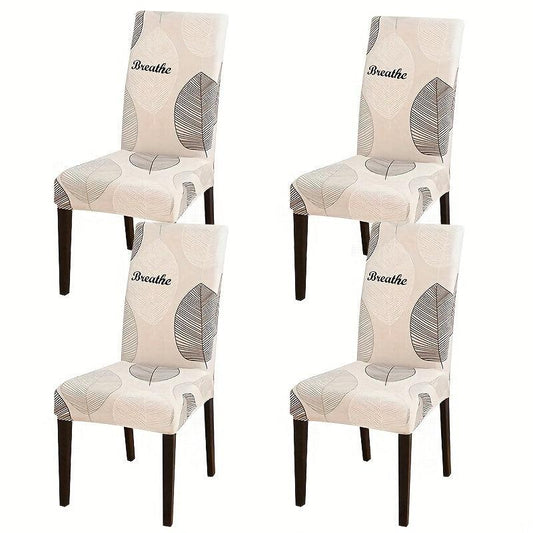 Printed Dining Chair Slipcover Stretch Milk Silk Fabric