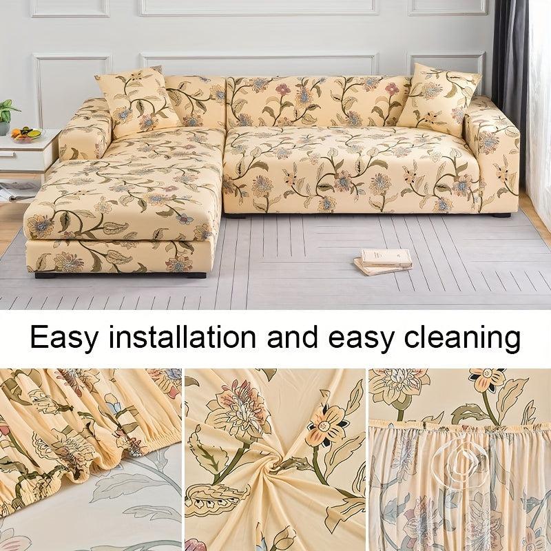 Flower Printed Elastic Sofa Cover Spandex Sofa Protector