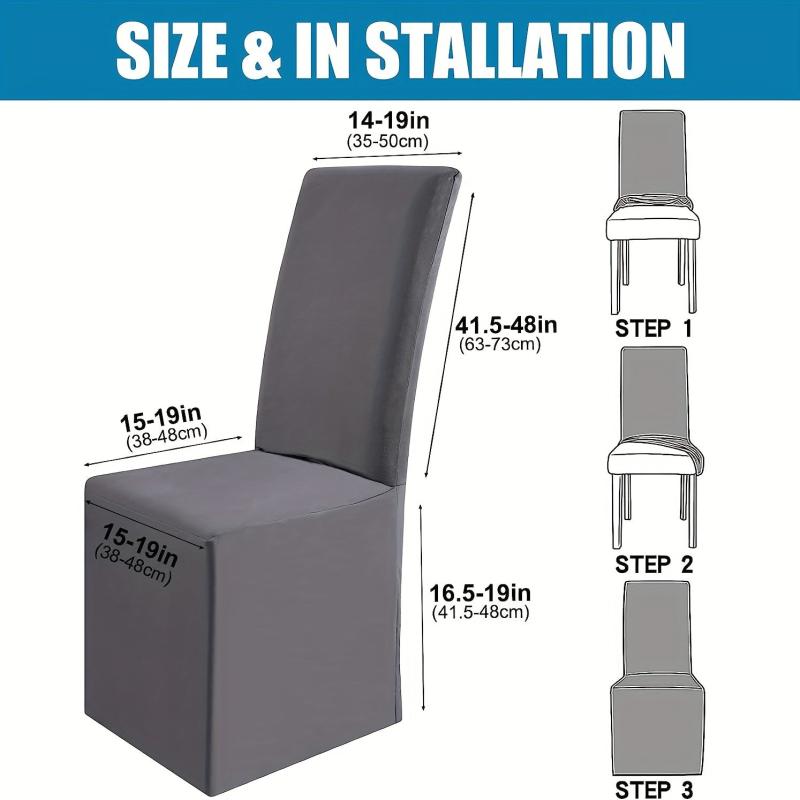 Waterproof Long Dining Chair Covers Soft Stretch Dining Chair Slipcovers
