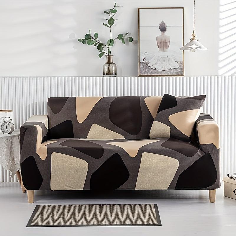 1pc Printed Elastic Sofa Slipcover Non-slip Couch Cover