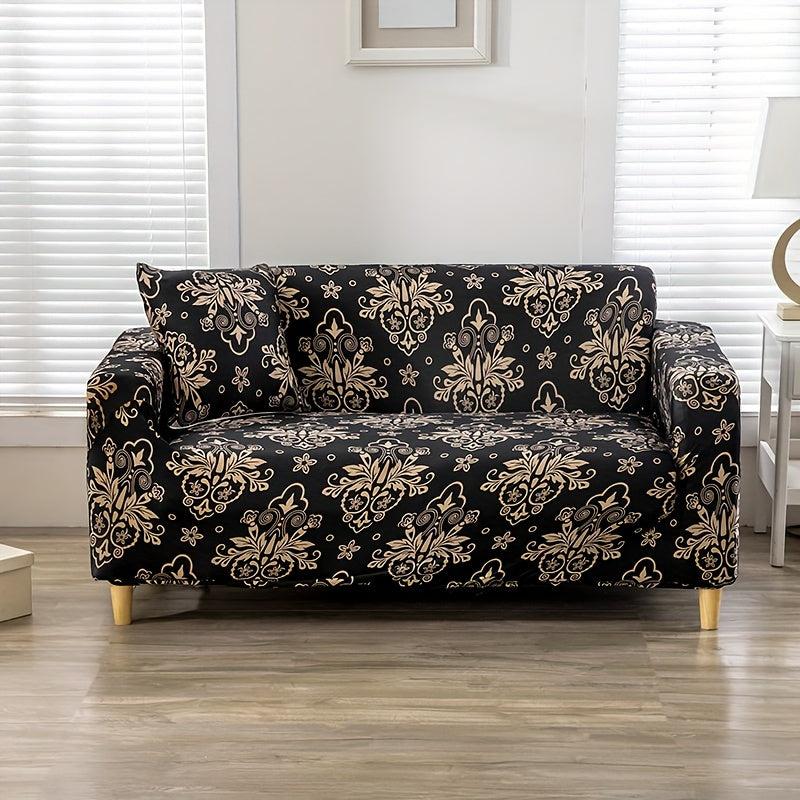 1pc Printed Elastic Sofa Slipcover Non-slip Couch Cover