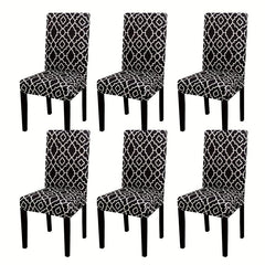 6pcs Printed Elastic Dining Chair Cover Slipcovers Home Decor