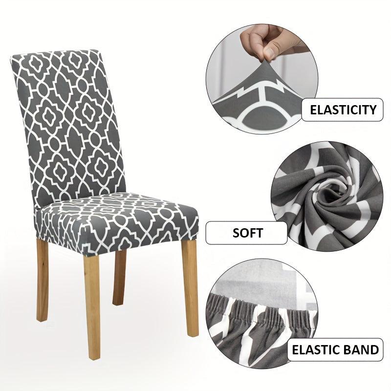 6pcs Printed Elastic Dining Chair Cover Slipcovers Home Decor