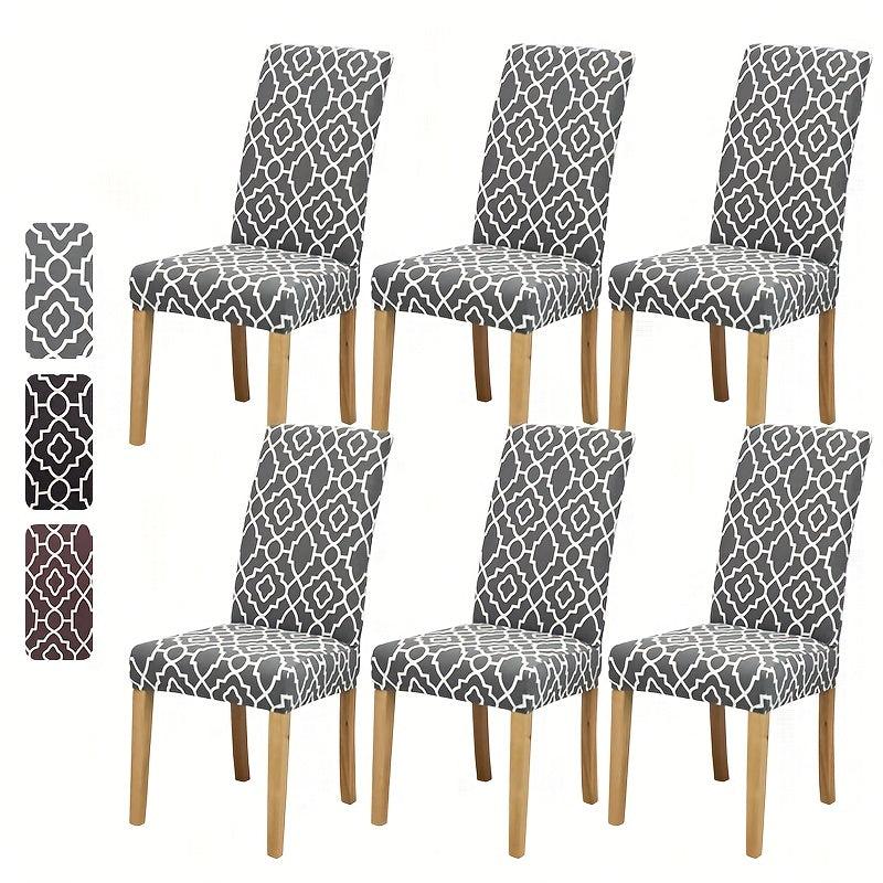 6pcs Printed Elastic Dining Chair Cover Slipcovers Home Decor