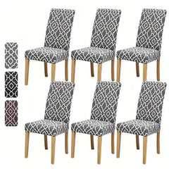 6pcs Printed Elastic Dining Chair Cover Slipcovers Home Decor