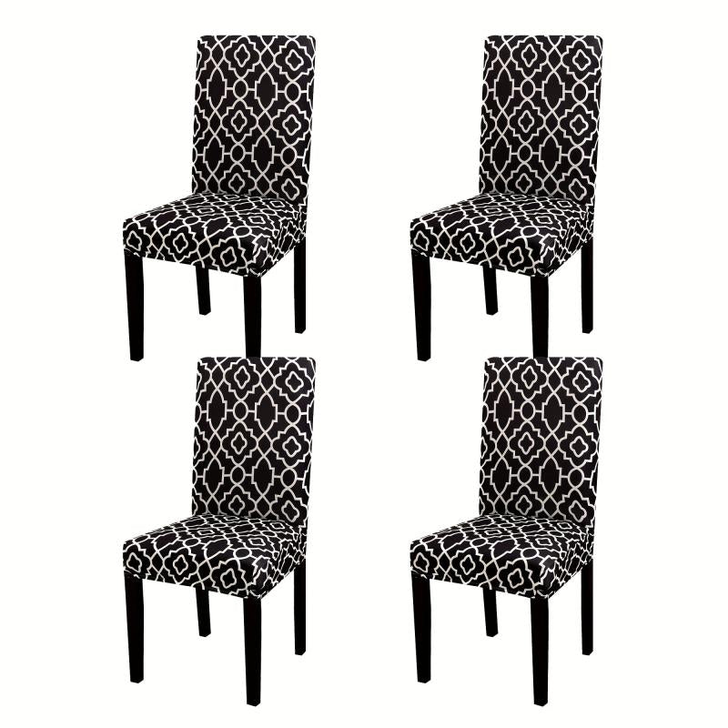 6pcs Printed Elastic Dining Chair Cover Slipcovers Home Decor