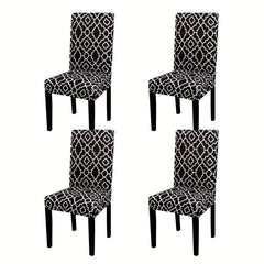 6pcs Printed Elastic Dining Chair Cover Slipcovers Home Decor
