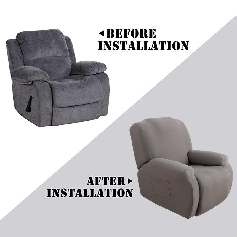 4pcs Set Solid Elastic Recliner Sofa Cover