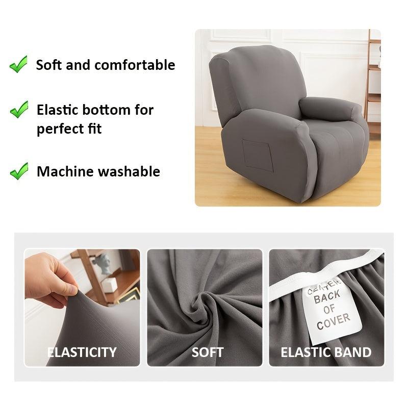 4pcs Set Solid Elastic Recliner Sofa Cover