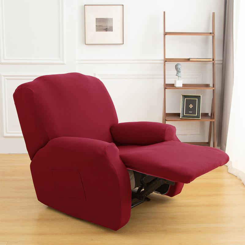 4pcs Set Solid Elastic Recliner Sofa Cover