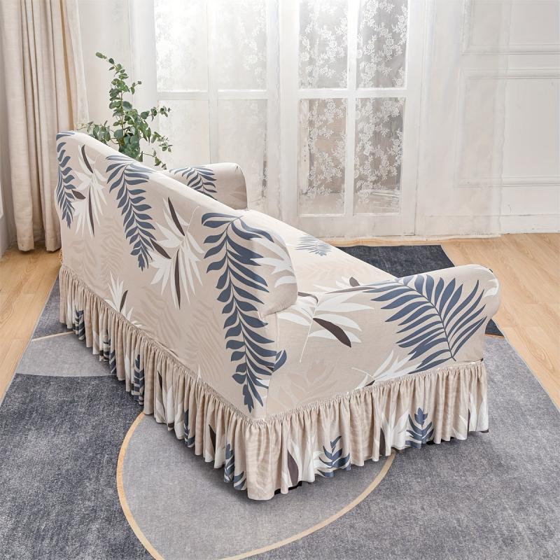 Elastic Sofa Slipcover With Skirt Non-slip Sofa Cover Furniture Protector