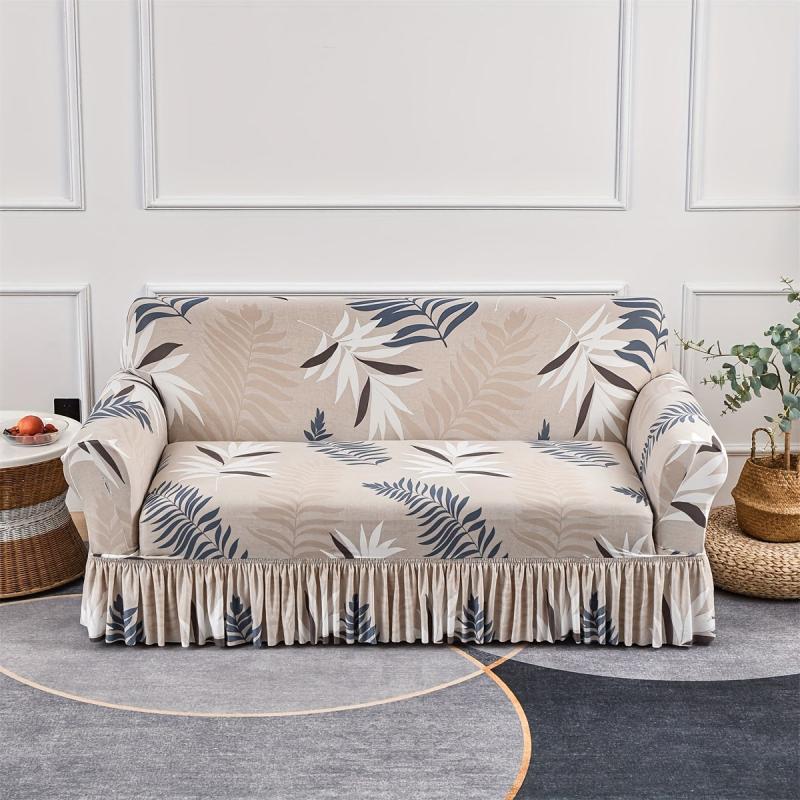 Elastic Sofa Slipcover With Skirt Non-slip Sofa Cover Furniture Protector