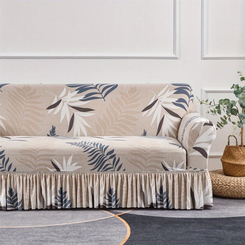 Elastic Sofa Slipcover With Skirt Non-slip Sofa Cover Furniture Protector