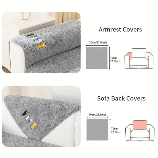Winter Plush Sofa Slipcover Warm & Breathable Pet Friendly Couch Cover