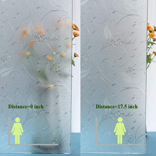 Privacy Window Film Etched Flowers Static Cling Glass Door Film