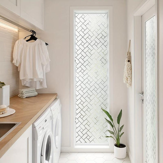 Frosted Glass Window Film Sun Blocking UV Protection Cross Pattern